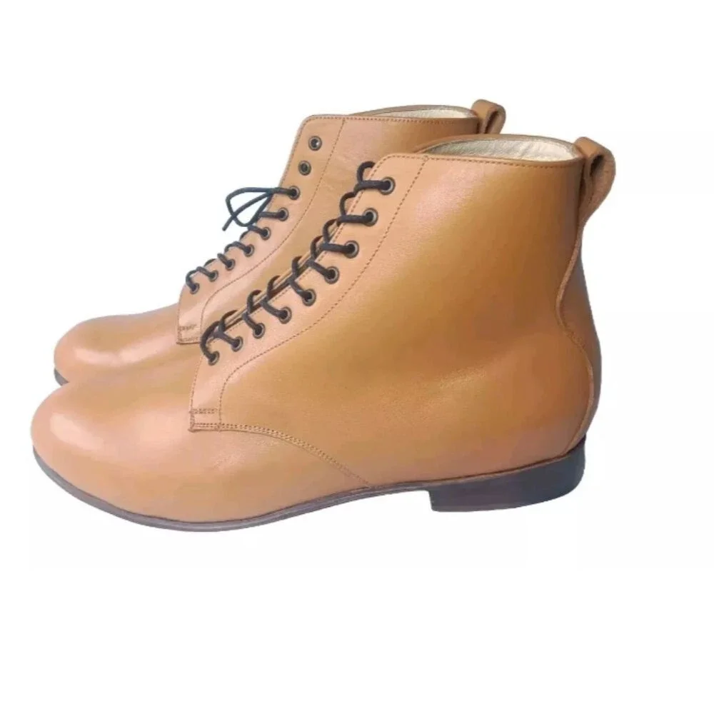 Javier Handmade Leather Boots Men's Size 11 Medium Plain Toe British Tan